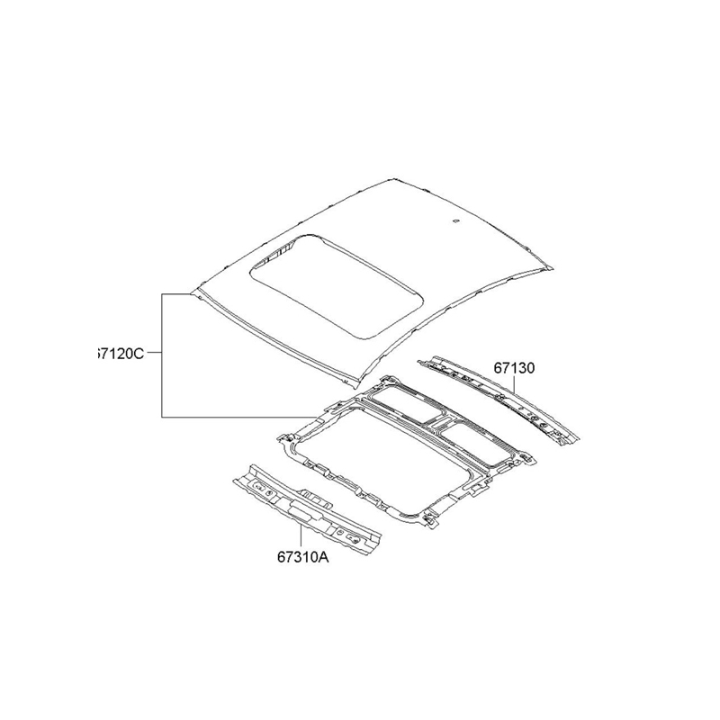 REPLACEMENT ROOF WITH WINDOW, 2006, FOR HYUNDAI ELANTRA, 67120-0Q020