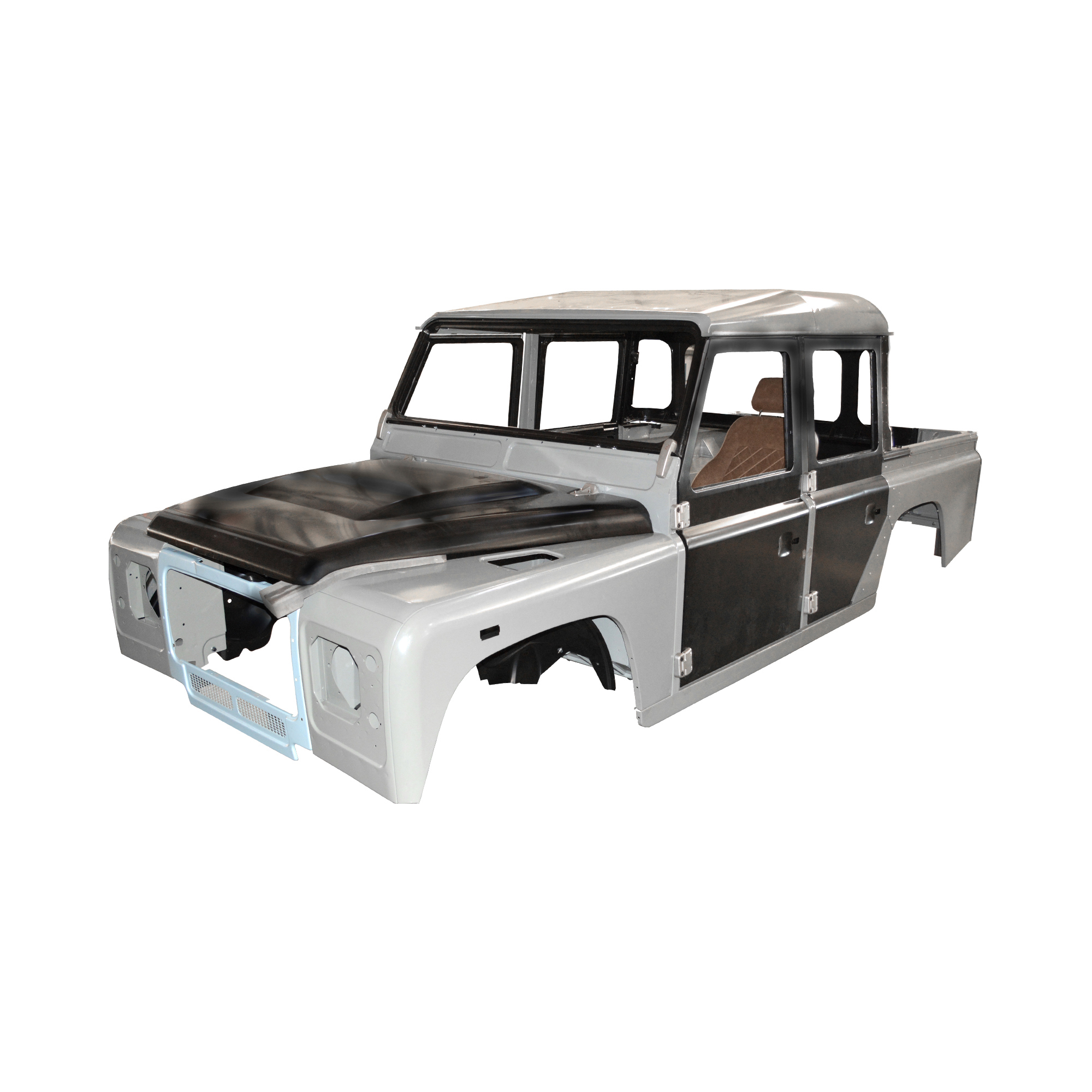 REPLACEMENT DOUBLE ROW PICKUP COMPLETE CAB WITH DOORS, WITH PRIMER, 1998, FOR LAND ROVER DEFENDER 110 TD4, (LHD), (ALUM+STEEL) REPLACEMENT DOUBLE ROW PICKUP COMPLETE CAB WITH DOORS, WITH PRIMER, 1998, FOR LAND ROVER DEFENDER 110 TD4, (LHD), (ALUM+STEEL)