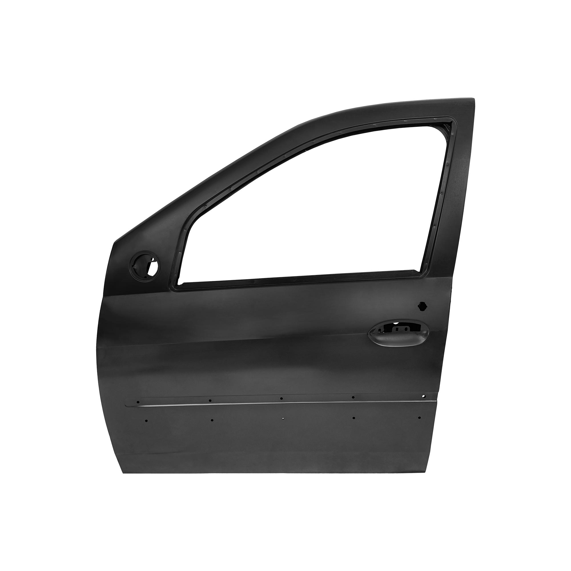 REPLACEMENT FRONT DOOR W/ TWO LINE MOULDING LH, FOR RENAULT LOGAN, 801013696R, (STEEL)